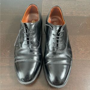 Alden Black Leather Captoe Dress Shoes